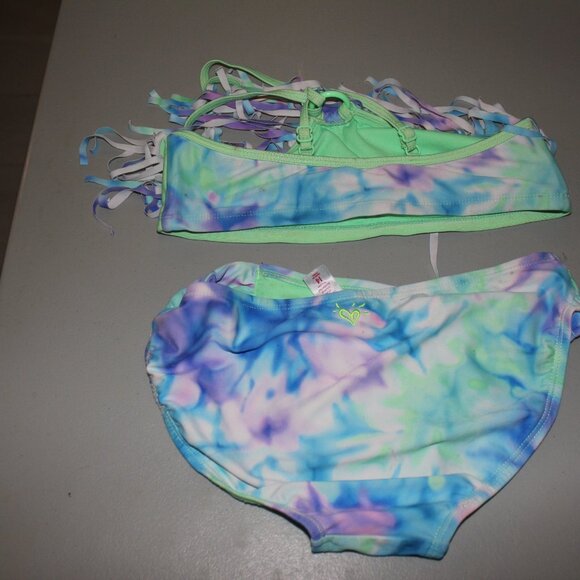 Multi Color 2 Pcs Justice Bikini Swimsuit Size 14 - Picture 6 of 11